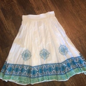 Style & Co Large white & turquoise summer skirt